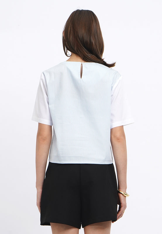 Round Neck Colorblock Blouse