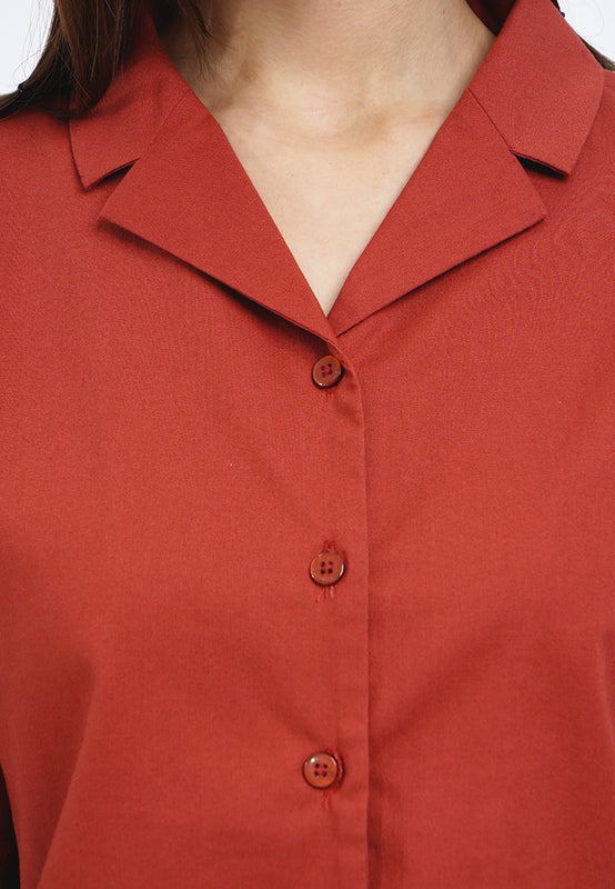 Cropped Notch Collar Blouse