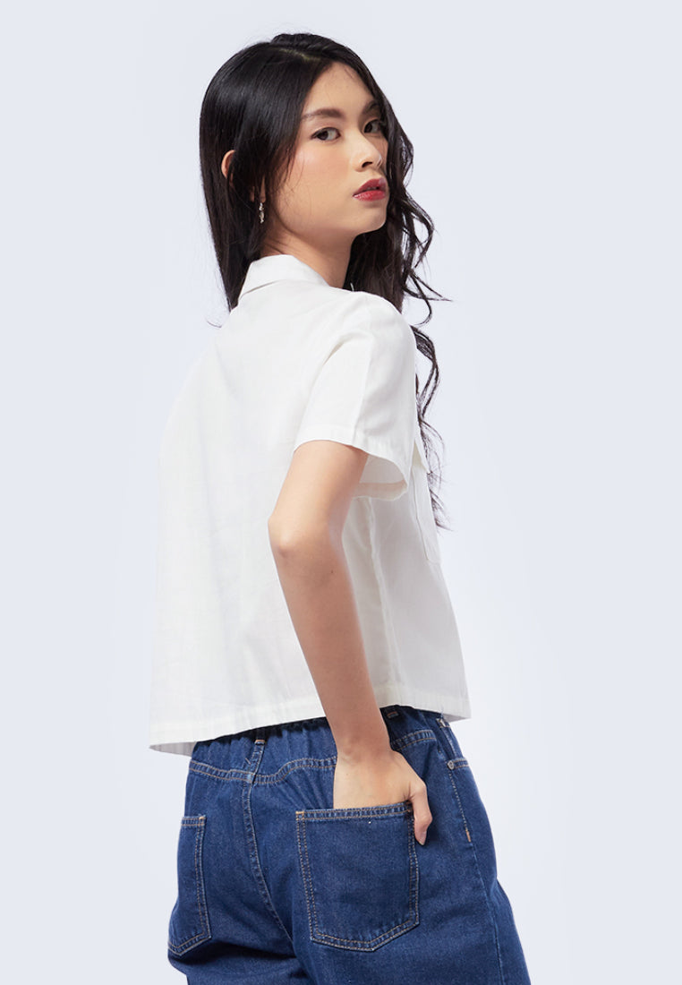 Double Pocket Crop Blouse