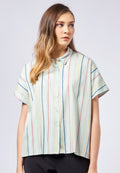 Short Sleeve Striped Blouse