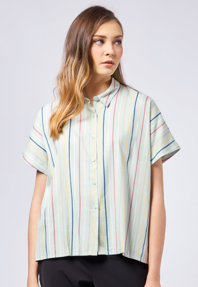 Short Sleeve Striped Blouse