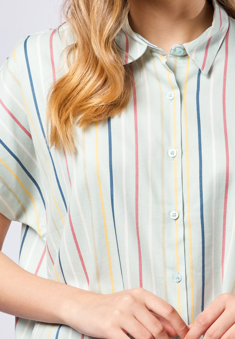 Short Sleeve Striped Blouse