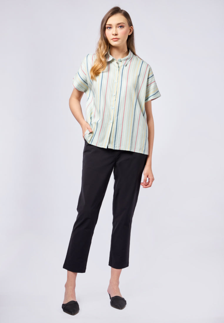 Short Sleeve Striped Blouse