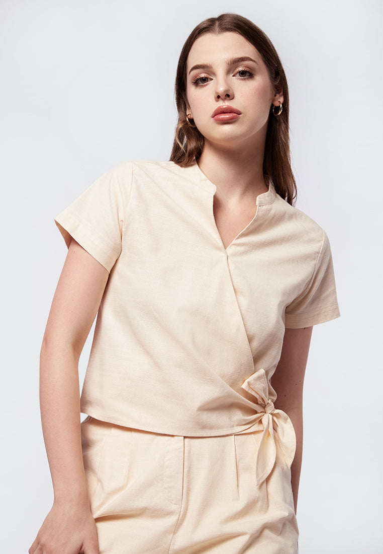Short Sleeve Wrap Blouse