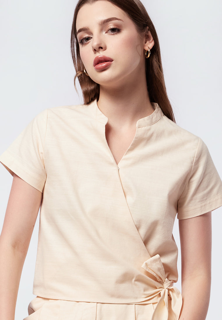 Short Sleeve Wrap Blouse