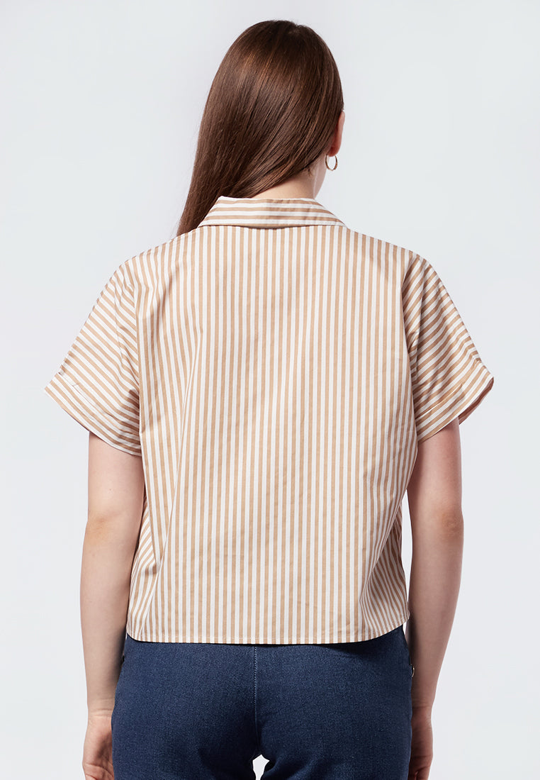 Short Sleeve Stripes Blouse