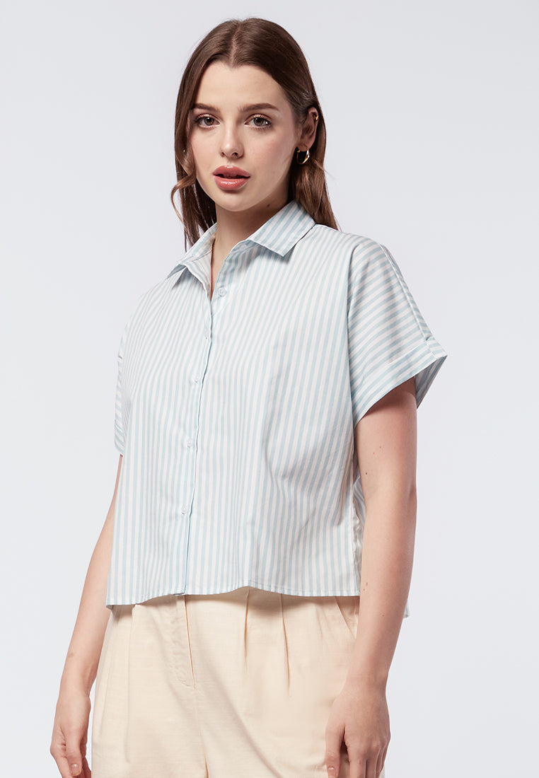 Short Sleeve Stripes Blouse