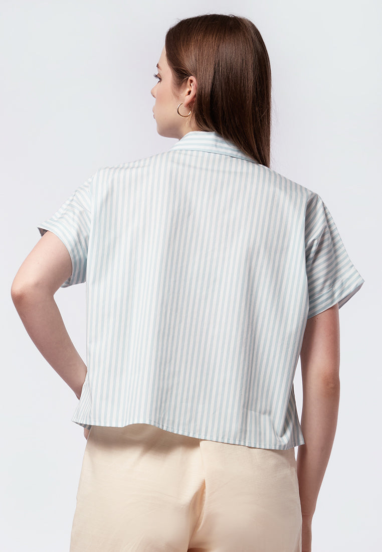 Short Sleeve Stripes Blouse
