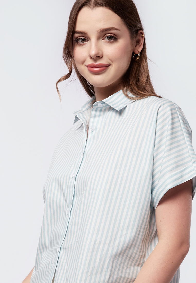 Short Sleeve Stripes Blouse