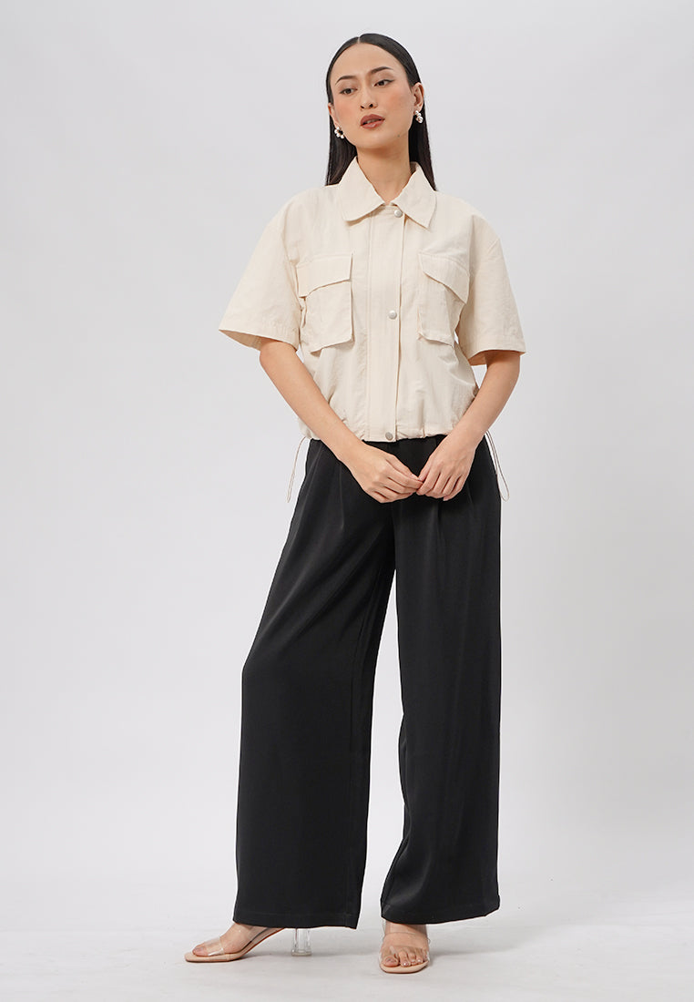 Double Pocket Crop Blouse Ecru
