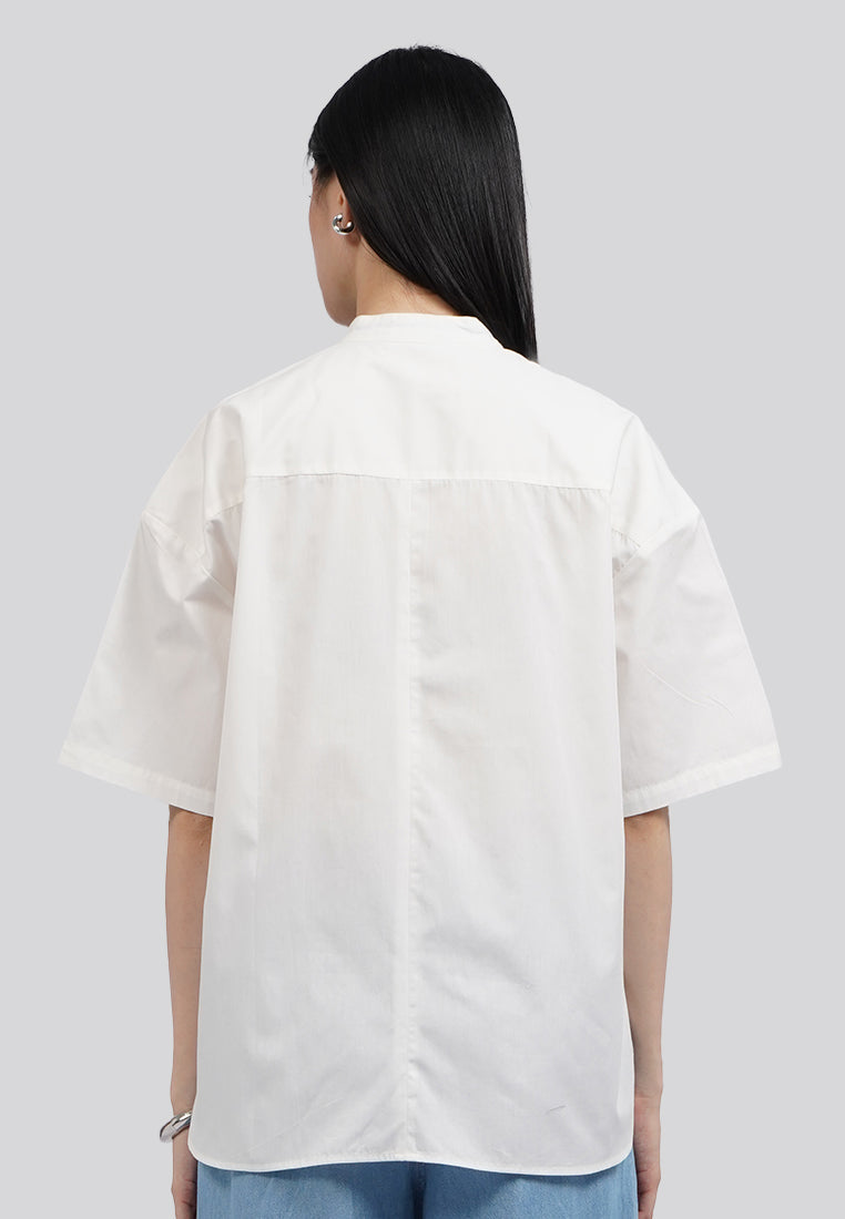 Curved Hem Short Sleeve Blouse