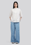 Curved Hem Short Sleeve Blouse