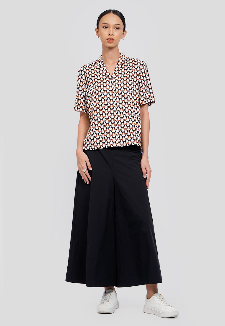 Printed V-Neck Collar Blouse