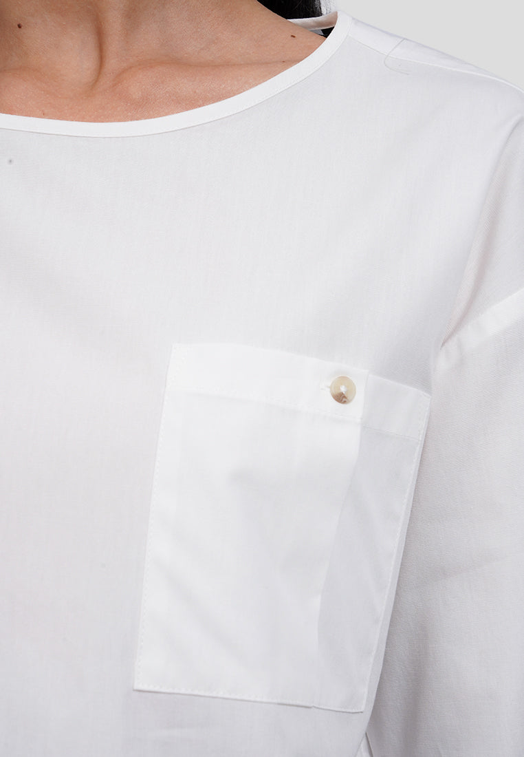 Pocket Details Short Sleeve Blouse