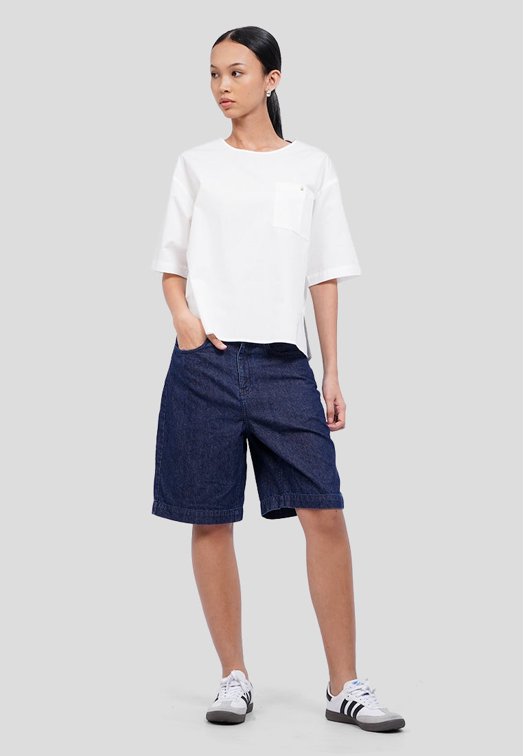 Pocket Details Short Sleeve Blouse