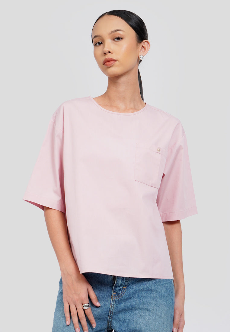 Boxy Blouse with Pocket Details