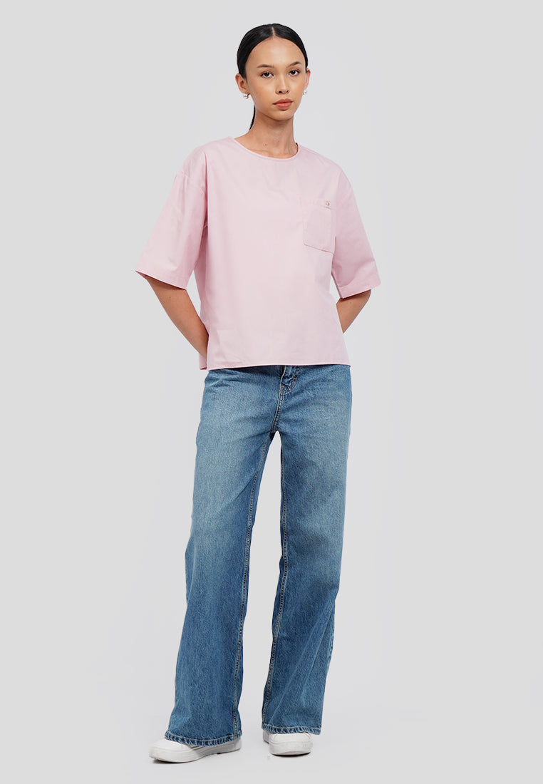 Boxy Blouse with Pocket Details