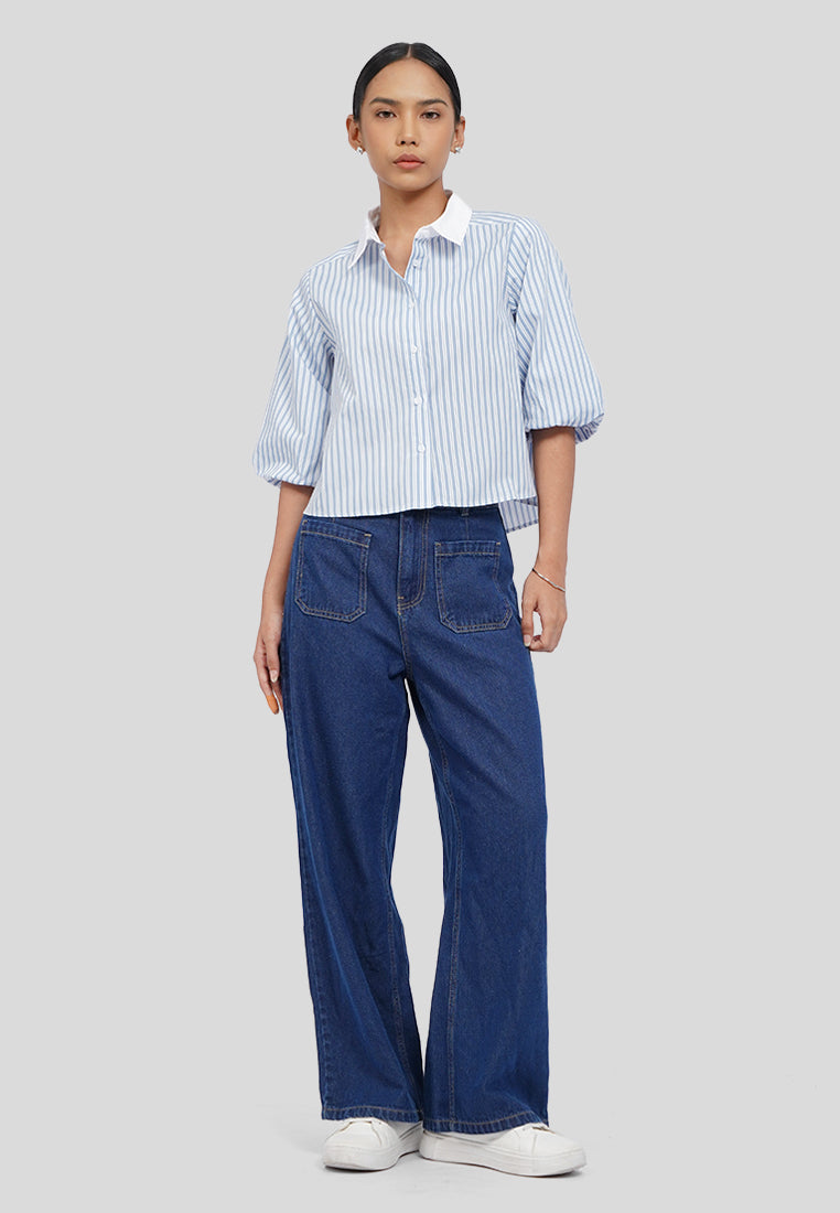 Balloon Sleeves Cotton Shirt