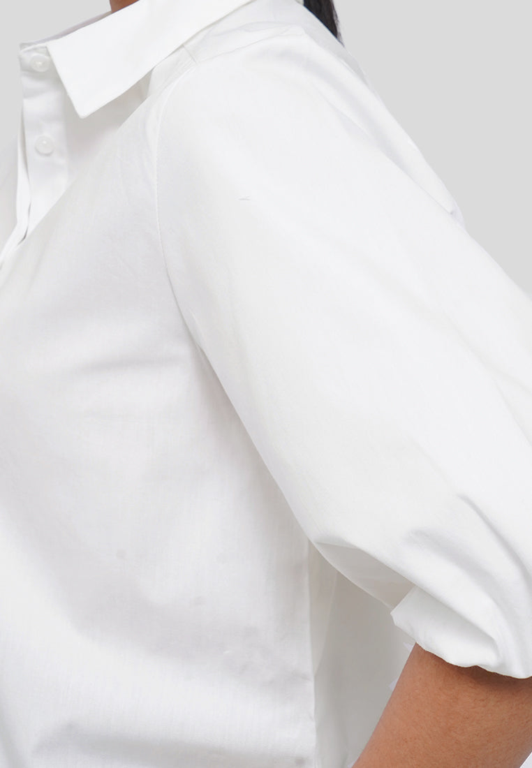 Balloon Sleeves Cotton Shirt