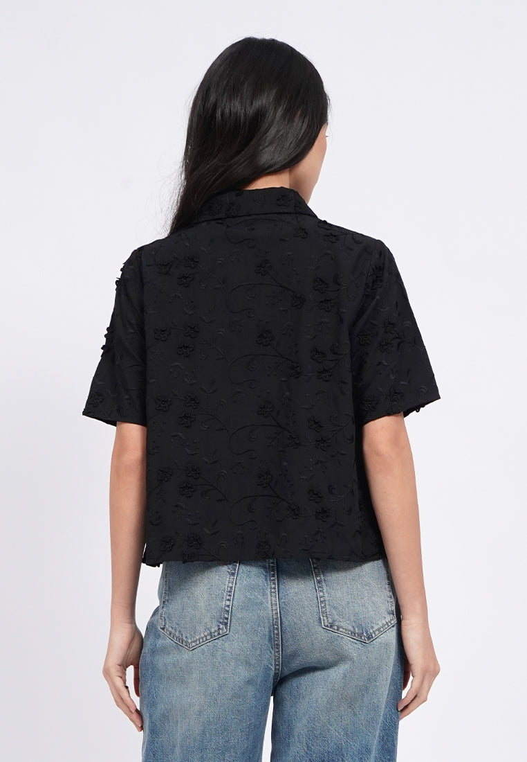 Short Sleeve Eyelet Blouse