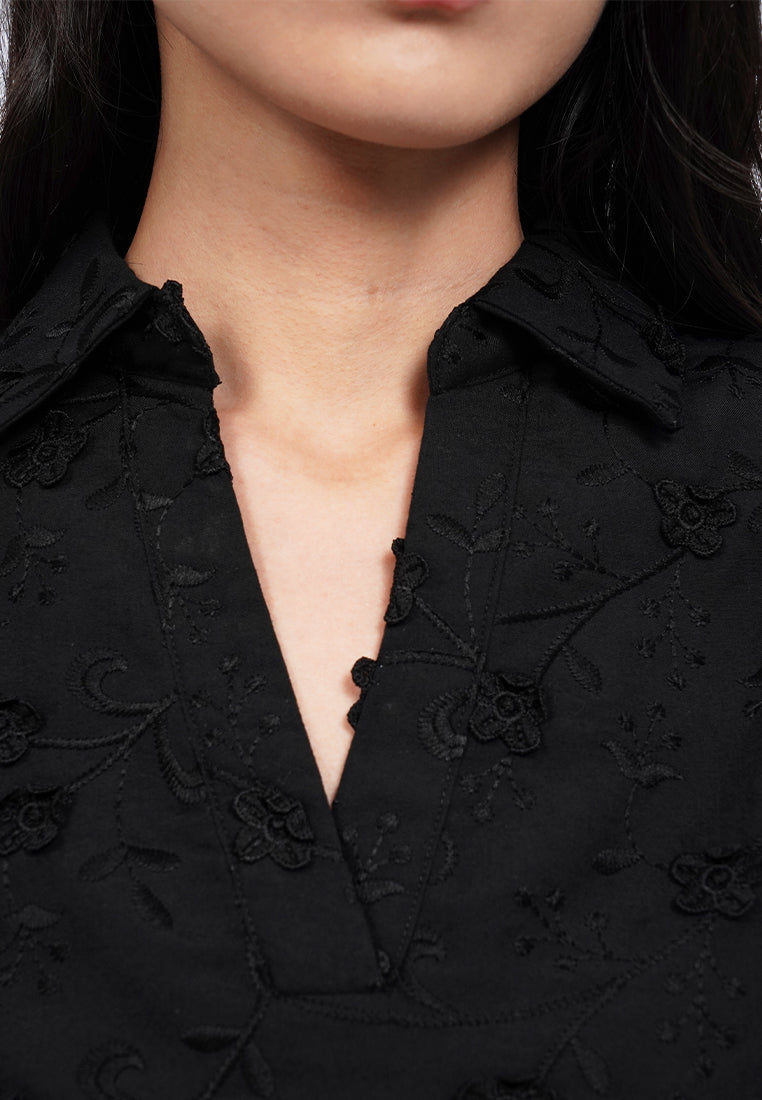 Short Sleeve Eyelet Blouse