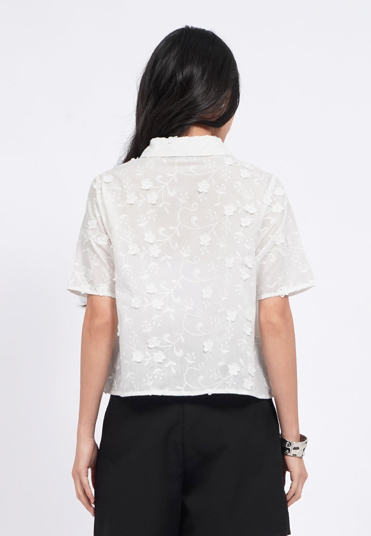 Short Sleeve Eyelet Blouse