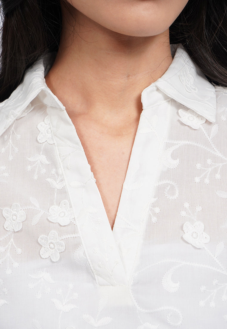 Short Sleeve Eyelet Blouse