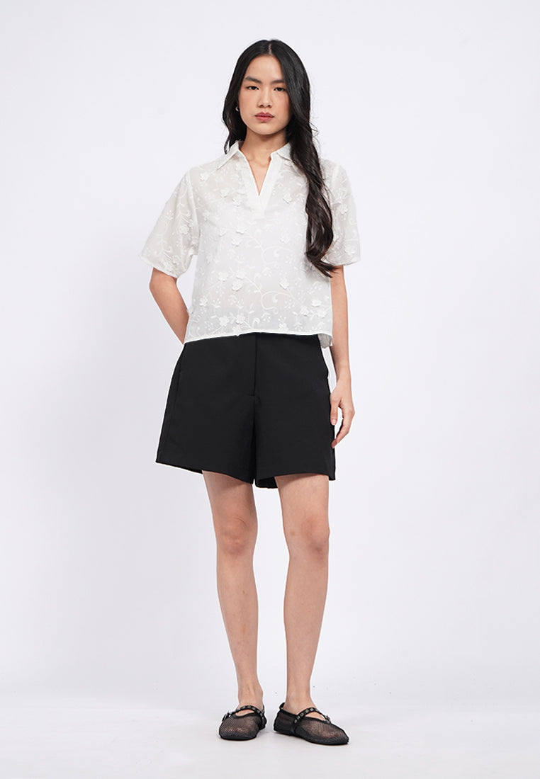 Short Sleeve Eyelet Blouse