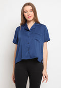 Satin Pocket Short Sleeve Blouse