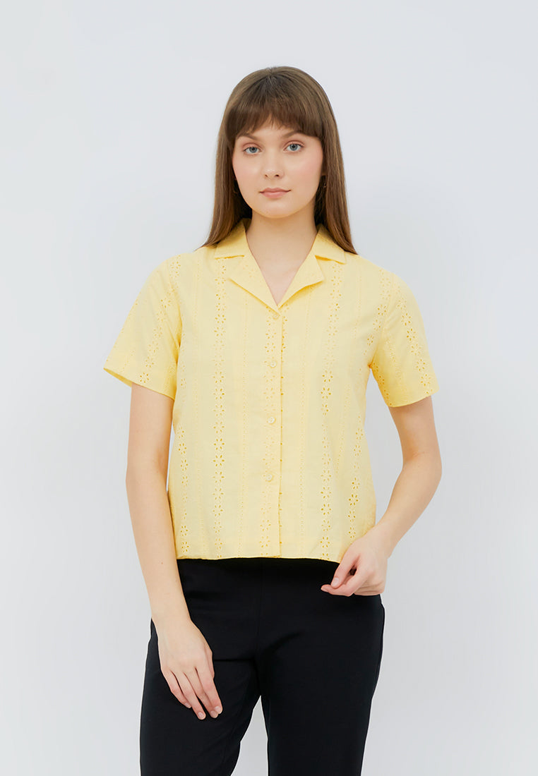 Pajamas Collar Short Sleeve Blouse