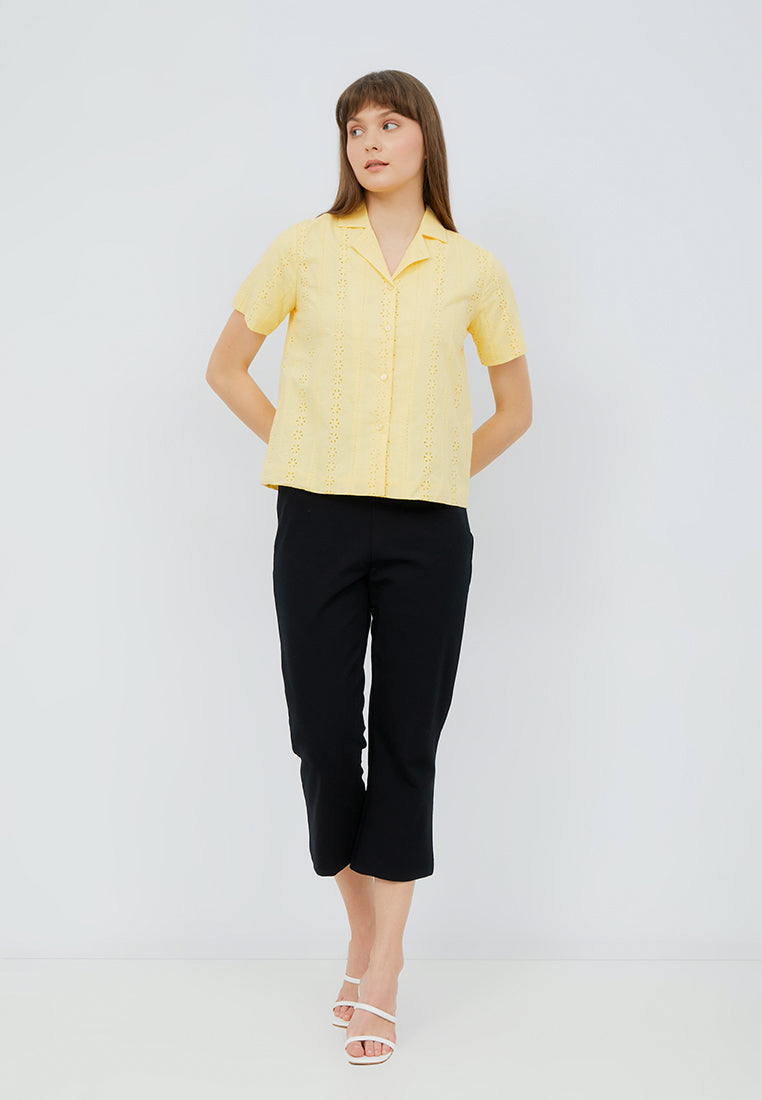 Pajamas Collar Short Sleeve Blouse