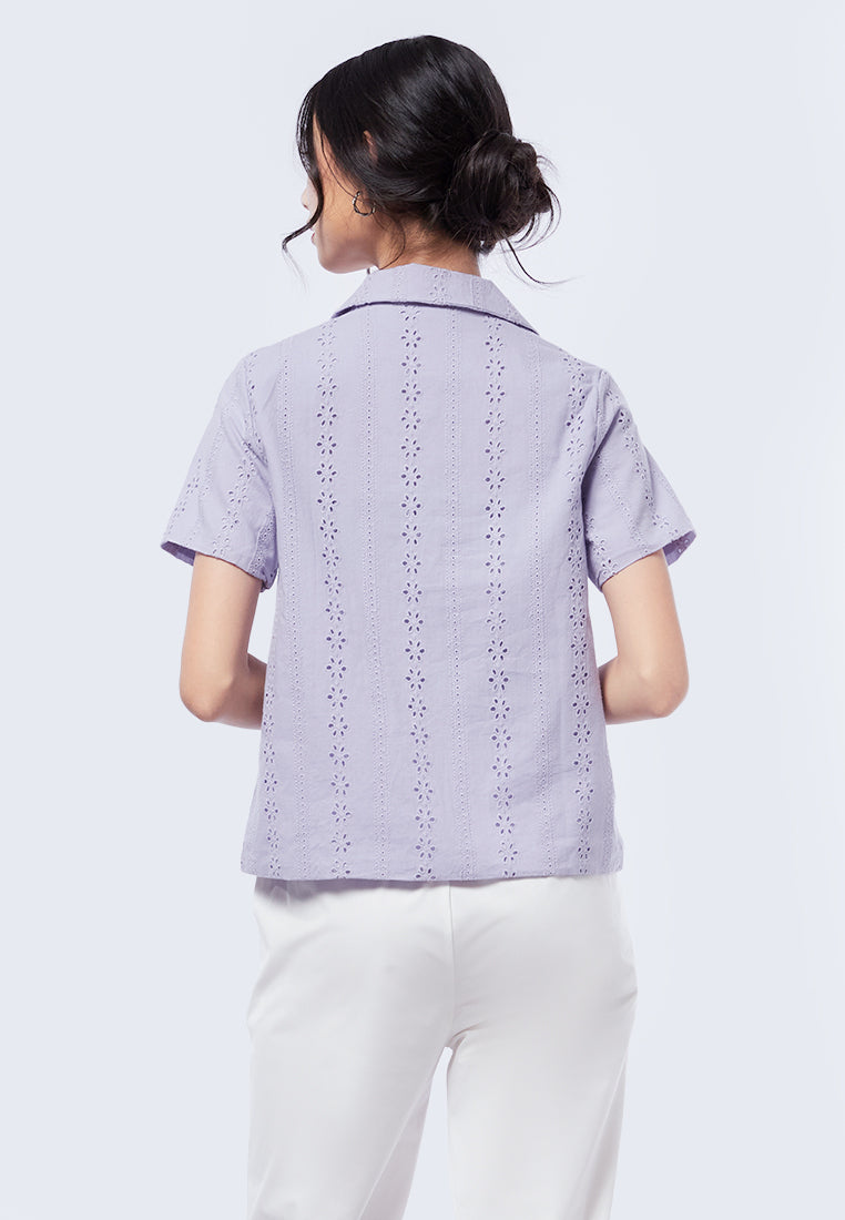 Pajamas Collar Short Sleeve Blouse