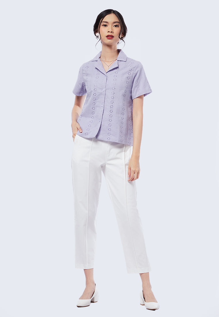 Pajamas Collar Short Sleeve Blouse