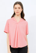 Pyjama Collar Short Sleeve Blouse