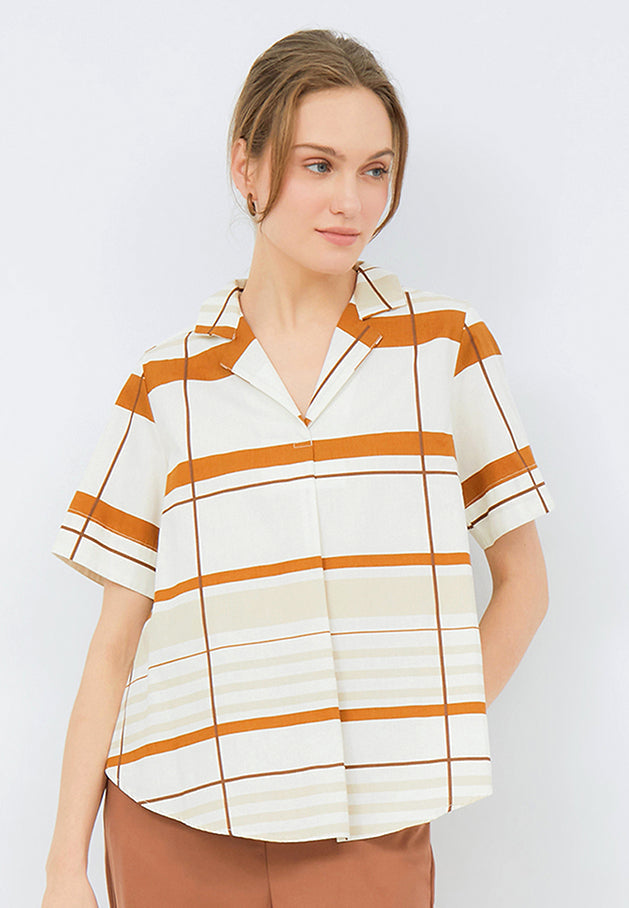 Printed Pyjama Collar Blouse