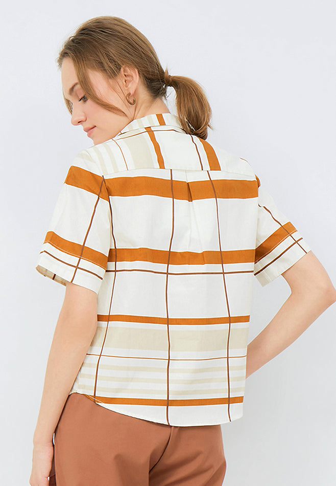 Printed Pyjama Collar Blouse