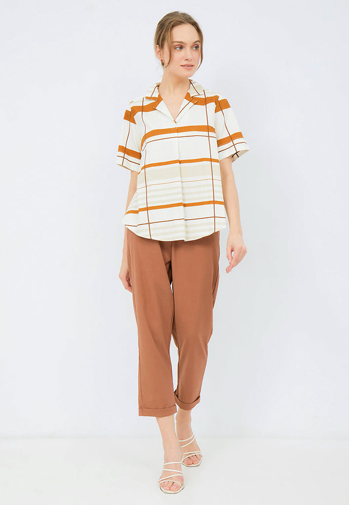 Printed Pyjama Collar Blouse