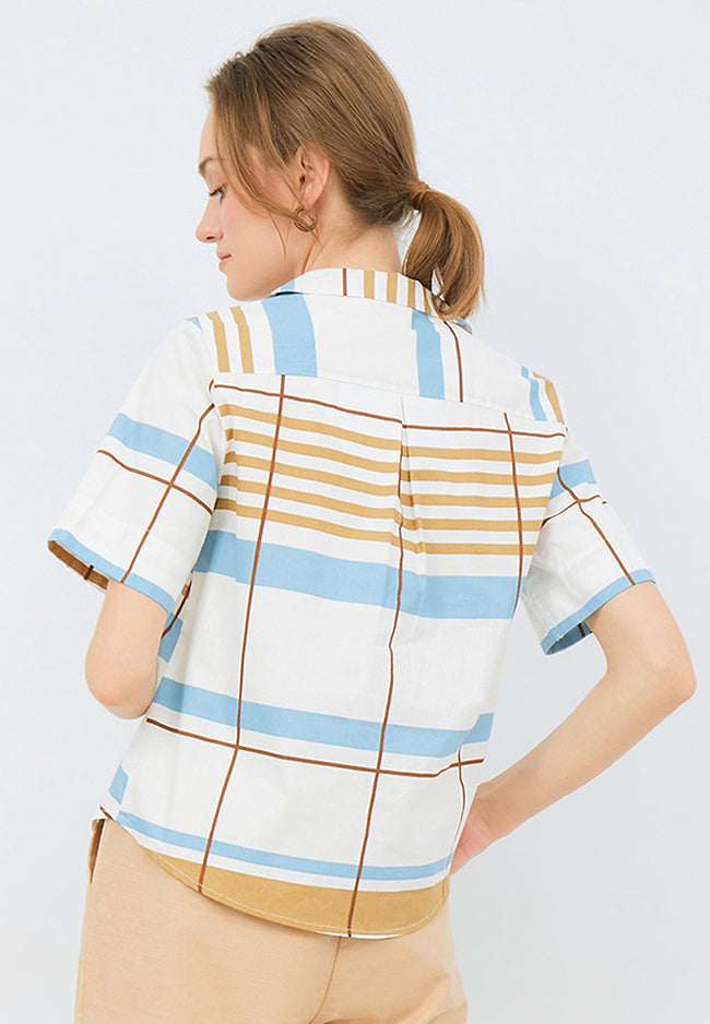 Printed Pyjama Collar Blouse