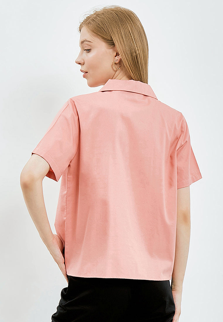 Pajamas Collar Short Sleeve Blouse