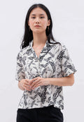 Pyjama Collar Printed Blouse