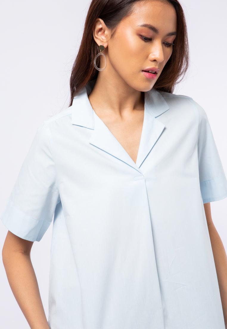 Short Sleeve Pyjama Collar Blouse