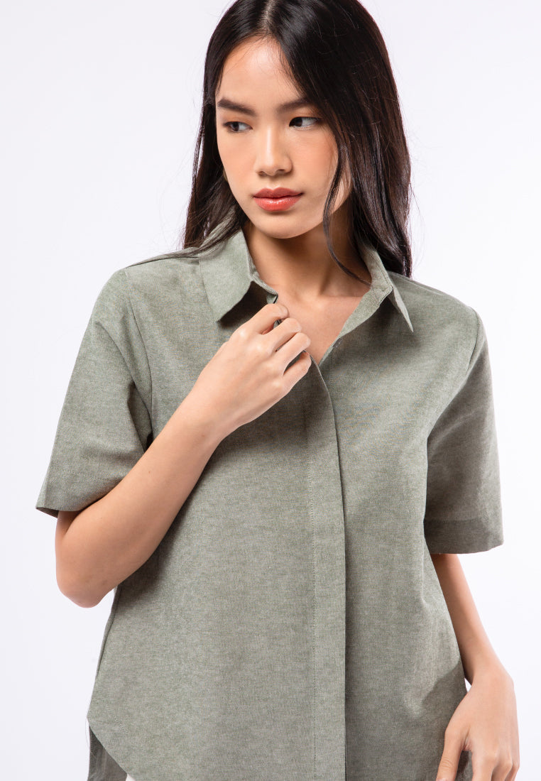 Blouse with High Low Hemline
