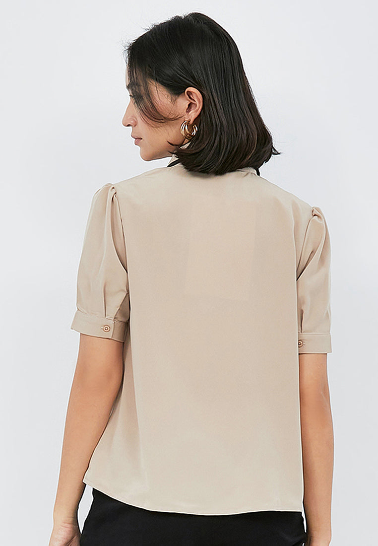 Blouse with Piping Peterpan Collar