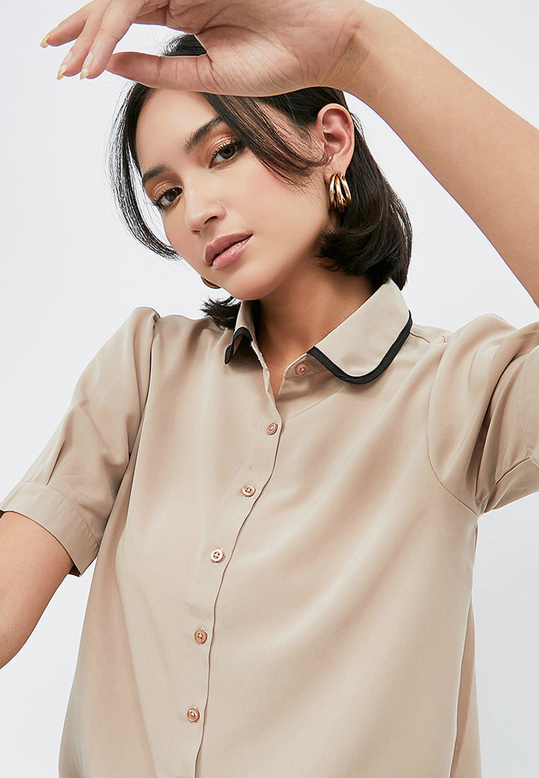 Blouse with Piping Peterpan Collar