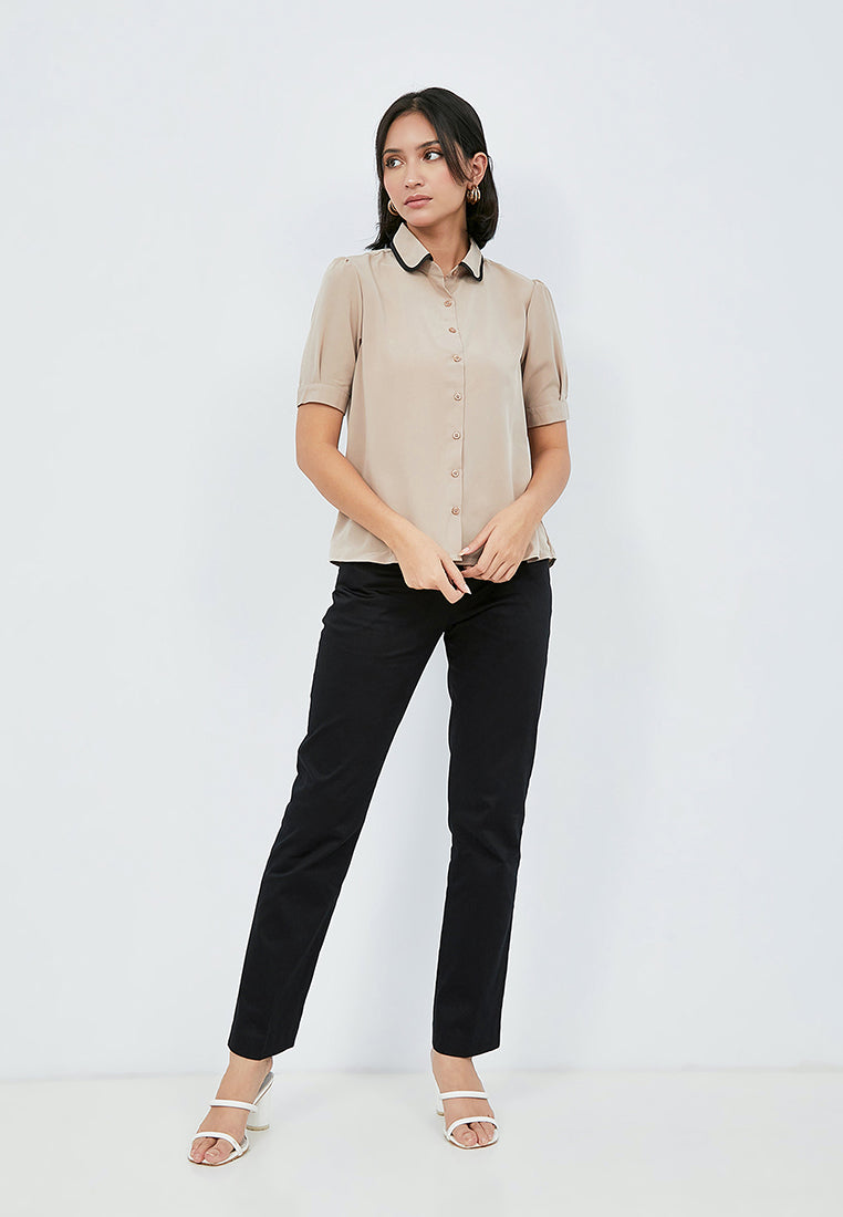 Blouse with Piping Peterpan Collar