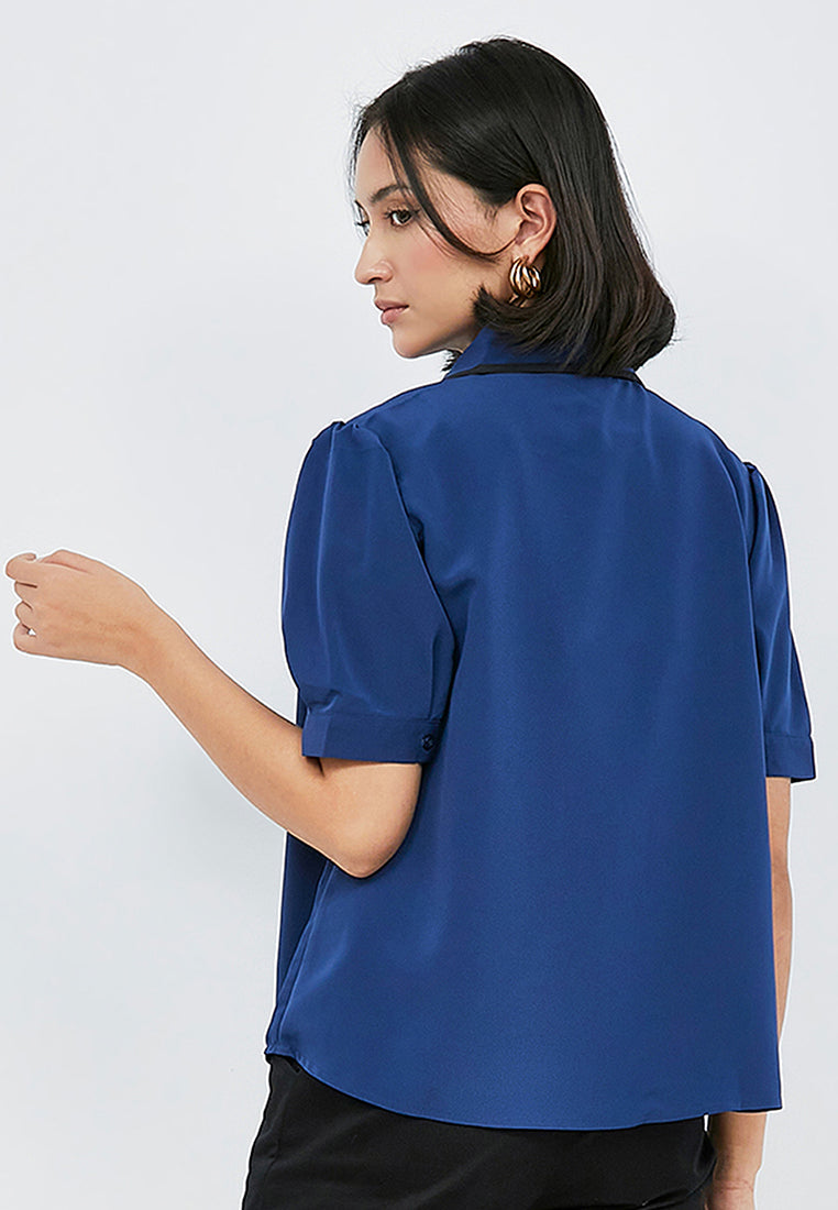 Blouse with Piping Peterpan Collar