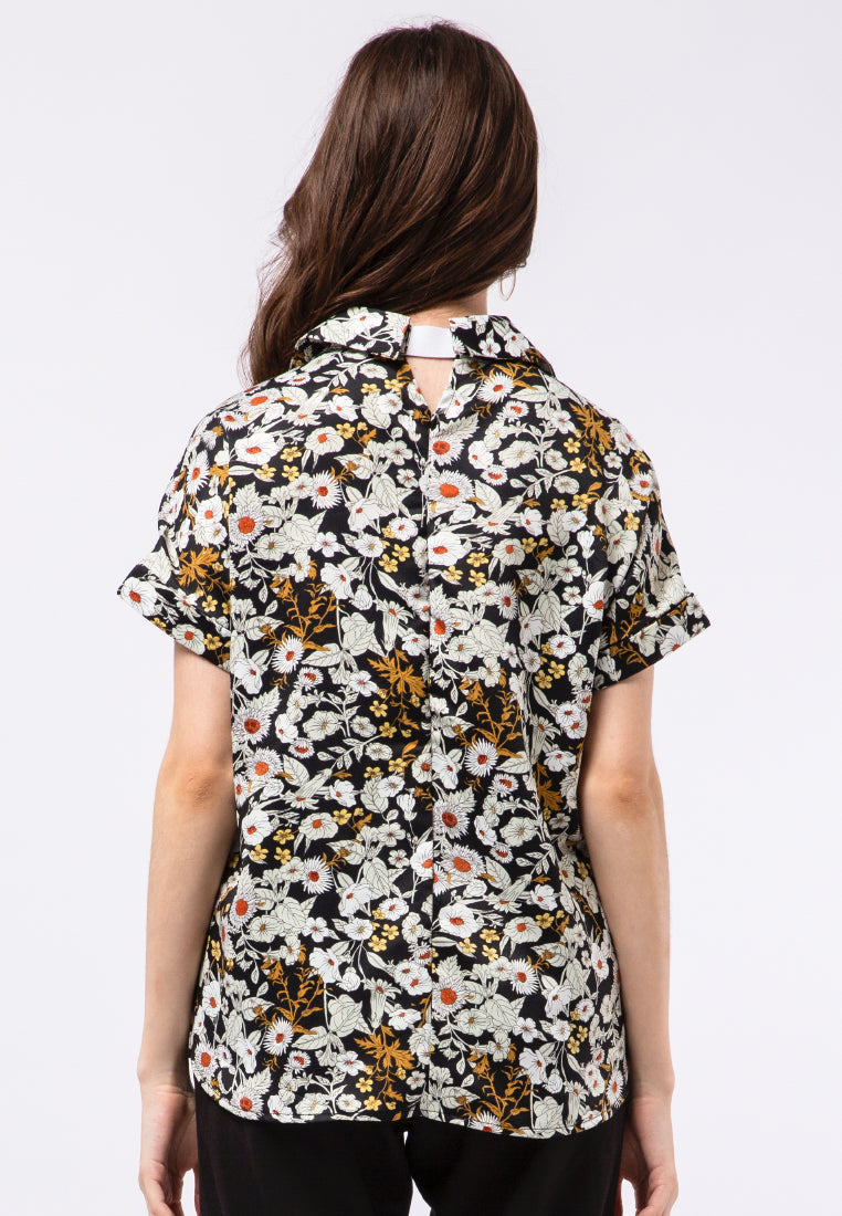 Printed Short Sleeve Blouse