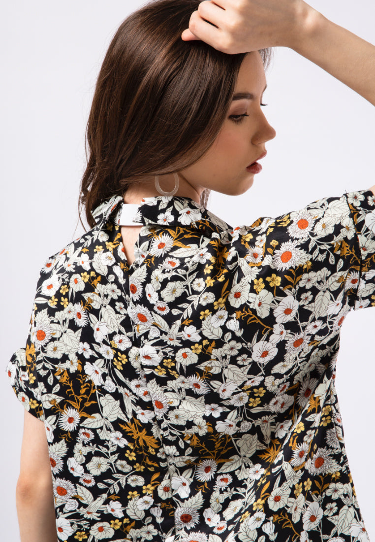 Printed Short Sleeve Blouse