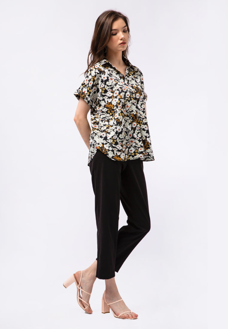 Printed Short Sleeve Blouse
