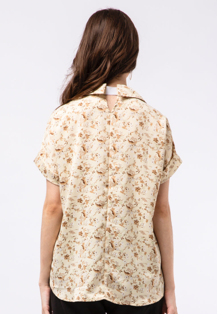 Printed Short Sleeve Blouse